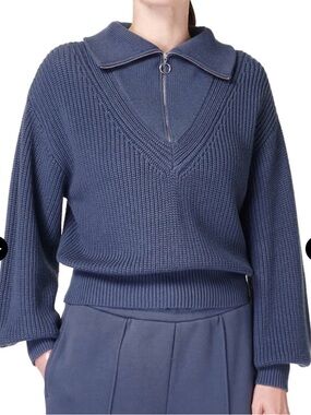 Sweaty Betty half zip wool/cotton blend sweater